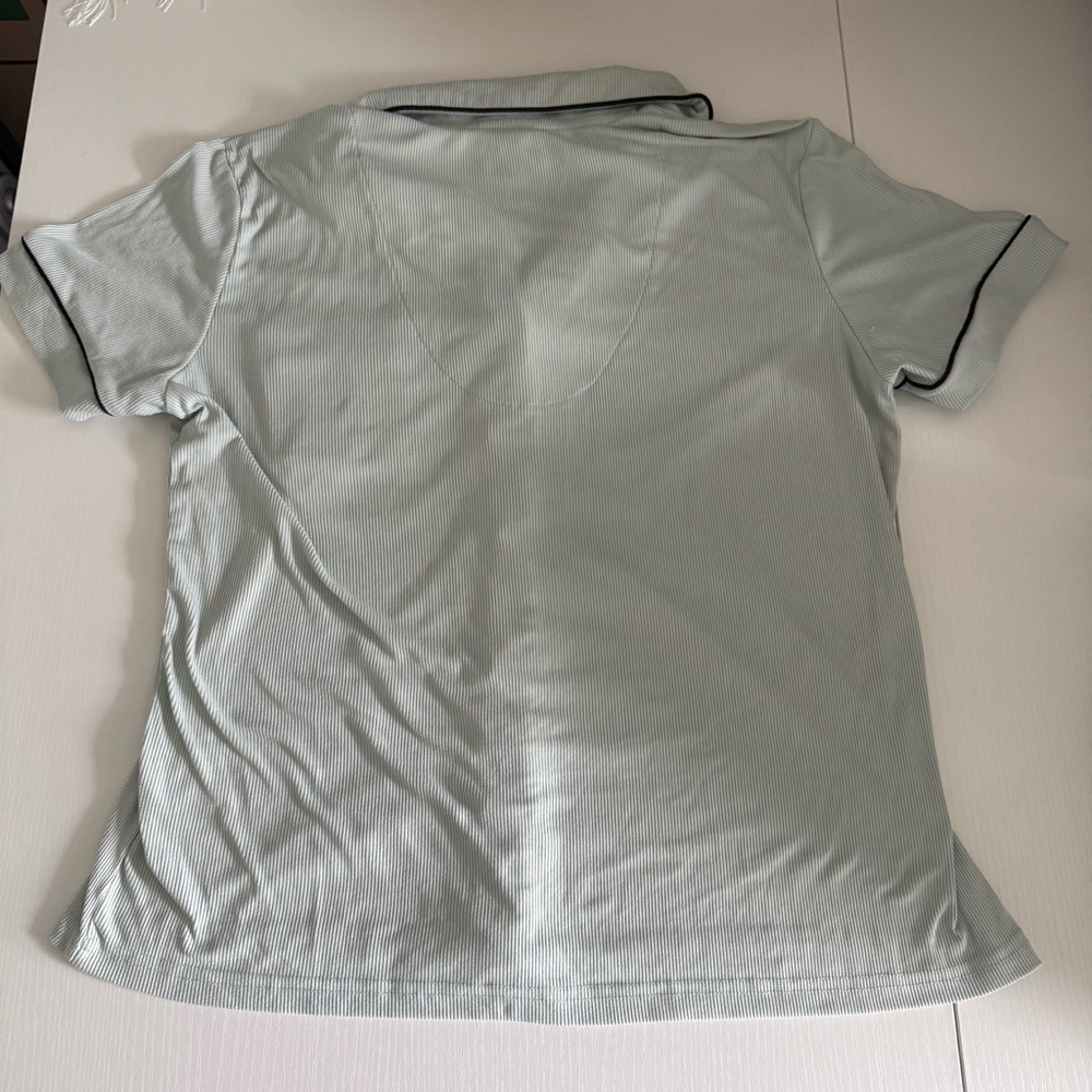 Nicole Miller Pale Mint Green Short Sleeve Pajama Set with Black Piping - Picture 3 of 6